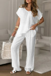 Ladies' Round Neck Solid Color Loose Casual Suit