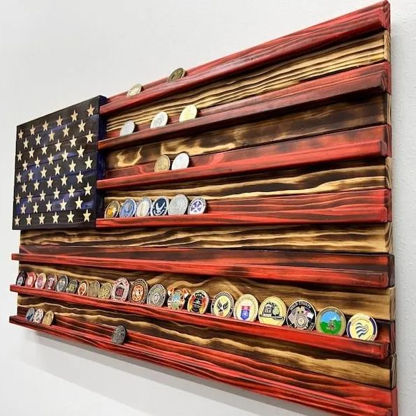 🔥Handmade US Flag Challenge Coin Display