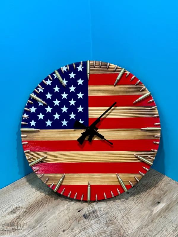 🔥Last Day: 50% OFF🔥Handmade American Flag Bullet Clock