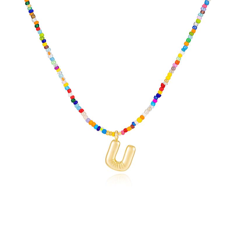 🌈 Letter Beaded Necklace for Women🔤A-Z