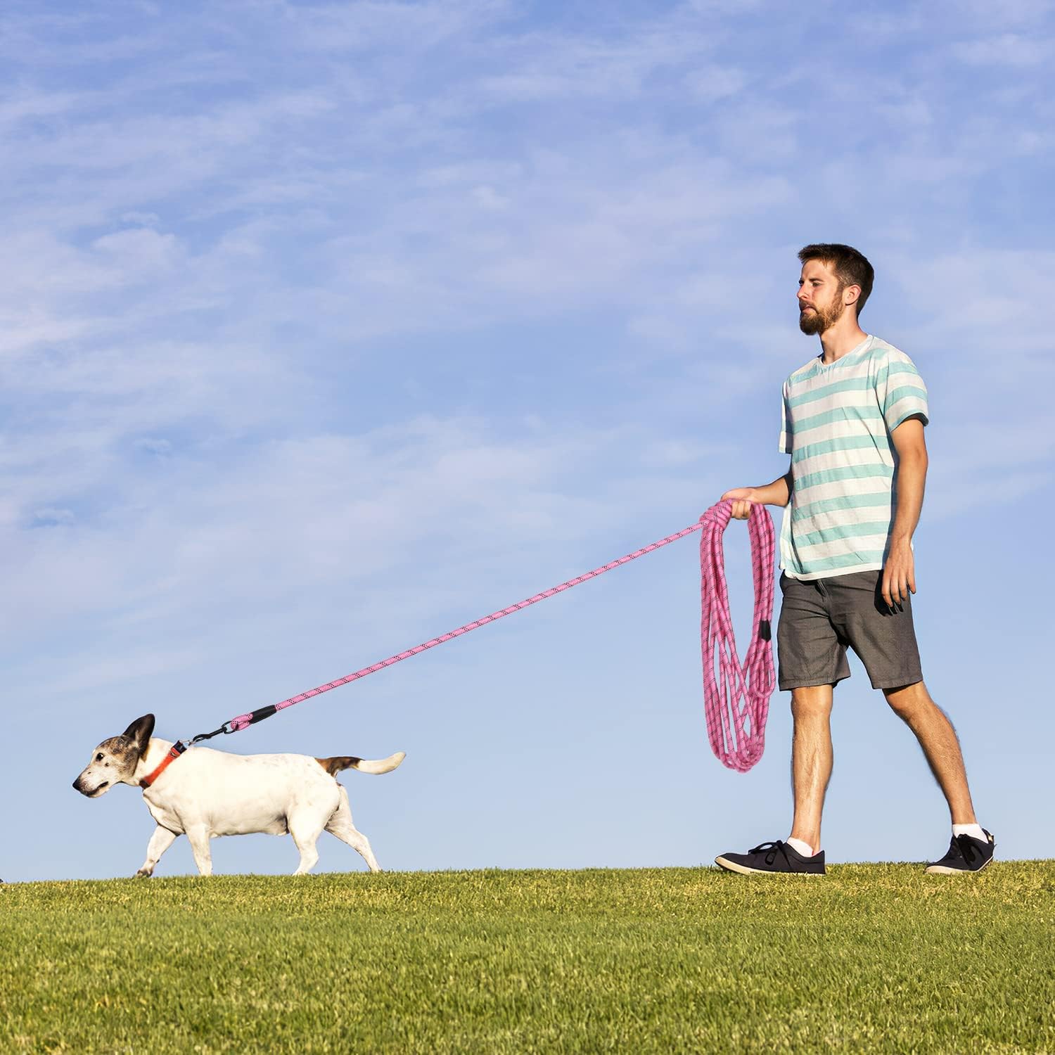 Hi Kiss Dog/Puppy Obedience Recall Training Agility Lead - 15ft 20ft 30ft 50ft 100ft Training Leash - Great for Play, Camping, or Backyard - Black 30ft