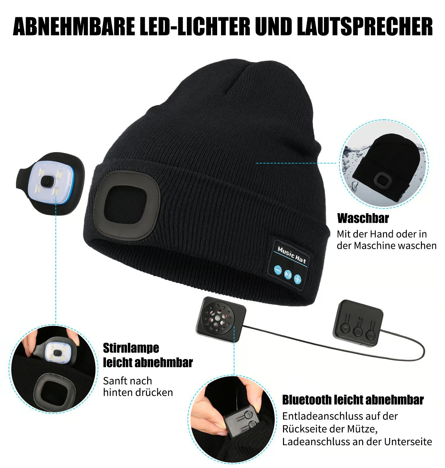 🎄Weihnachtsverkauf 49% RABATT🎅Bluetooth-Mütze mit 3-in-1-Funktion