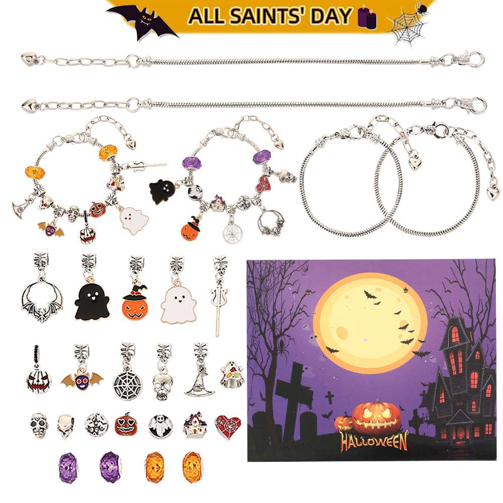 🔥Halloween gift blind box handmade DIY beaded bracelet 24 grid countdown jewelry gift box set