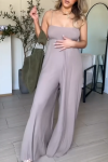 Women's Casual Solid Color Suspender Casual Wide Leg Jumpsuit