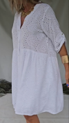 Women's Casual Solid Color V-Neck Lace Hollow Dress