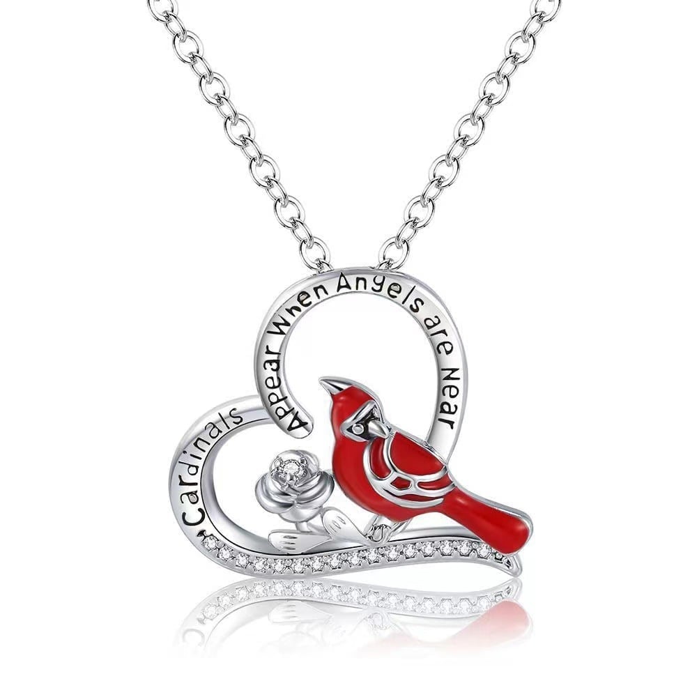 (🌲EARLY CHRISTMAS SALE - 50% OFF) 🐦Cardinal Heart Pendant Necklace - Buy 2 Get Extra 10% OFF & Free Shipping