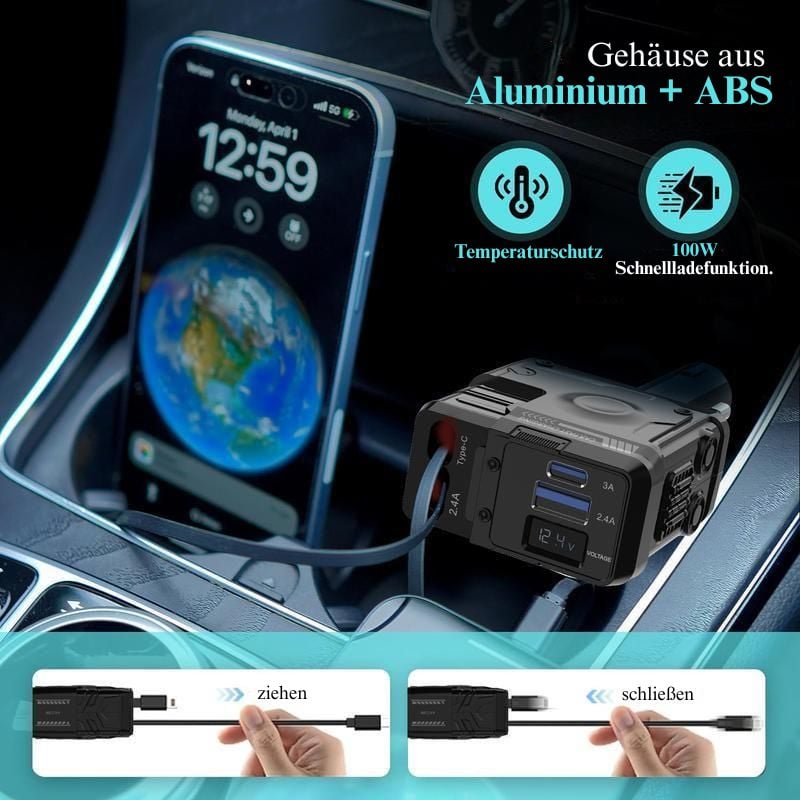 🔥Letzter Tag 49 % Rabatt⚡Einziehbares 4-in-1 Auto-Ladegerät