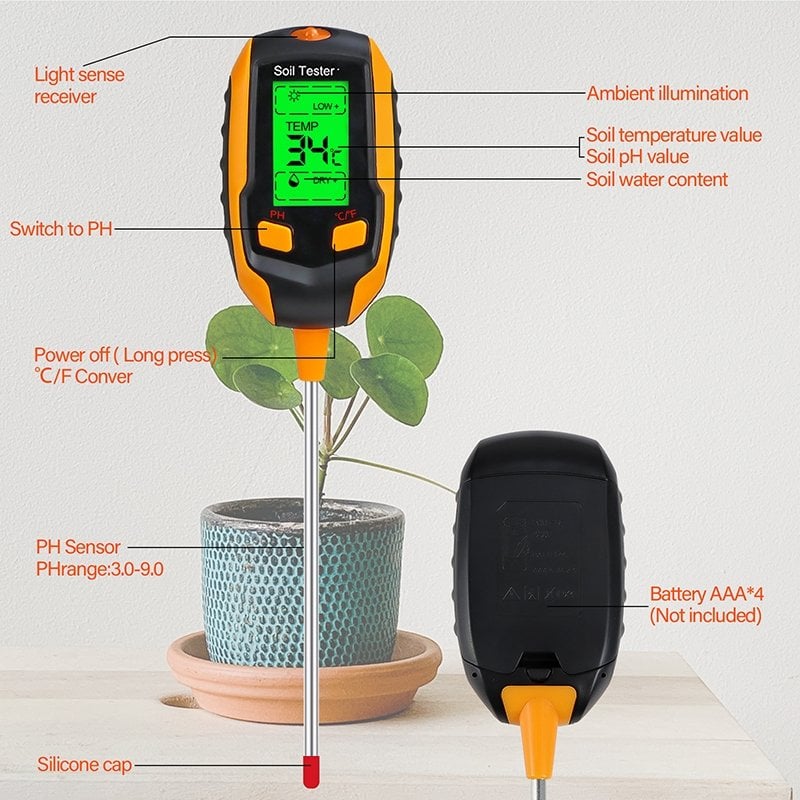 SmartPlant 4-in-1 Soil Analyzer – Quick & Accurate Testing with LCD Display