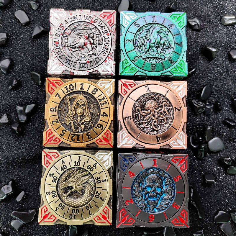 2025 New DND Fidget Spinner DICE: 7-in-1 Metal DND Dice Cube – 6-Sided Rotating Polyhedral Dice, Tabletop RPG Accessory for DMs and Player