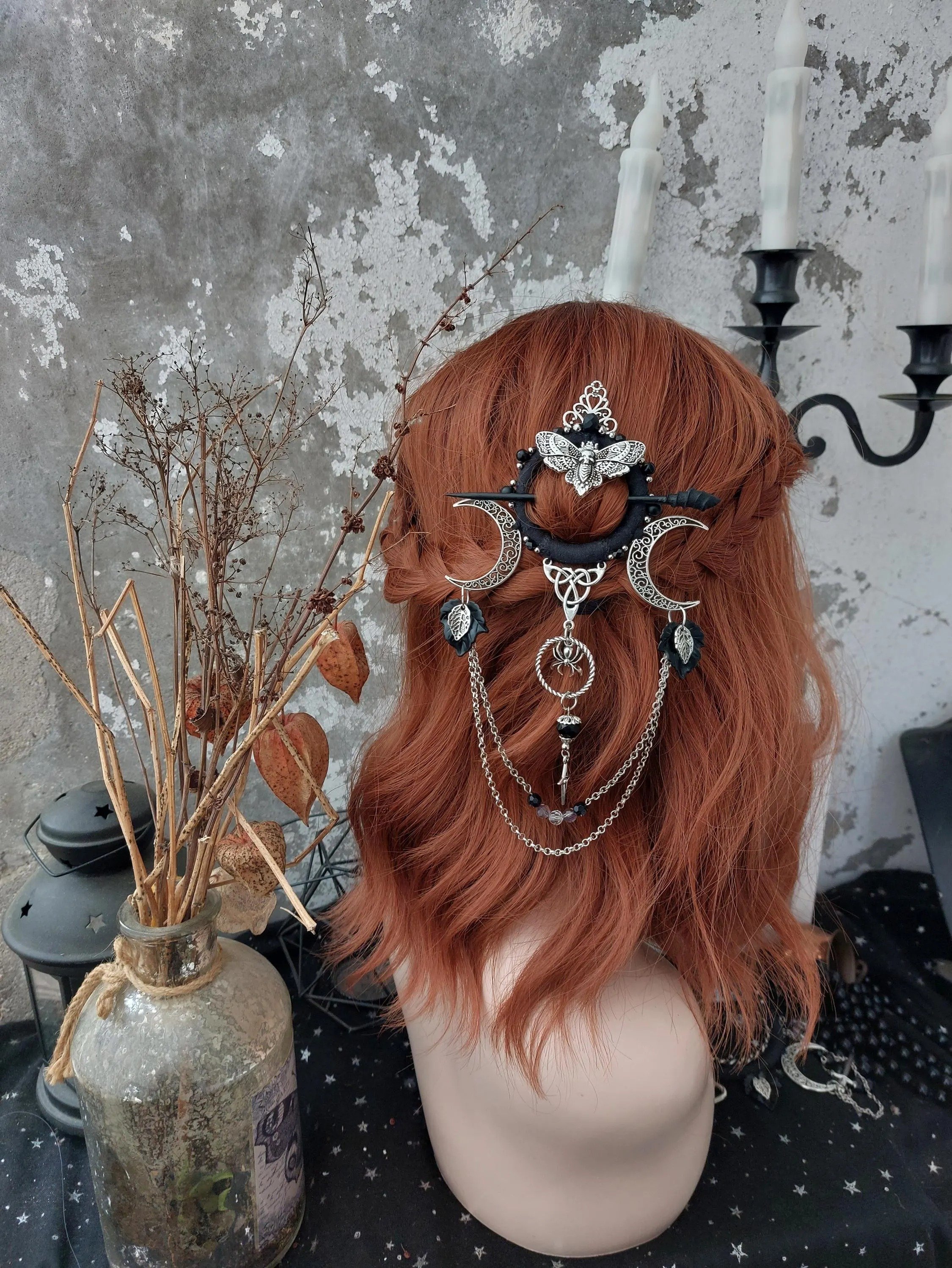 🔥LAST DAY 50% OFF🧙‍♀️Handmade Goddess of the Night Witchy Hair Pin