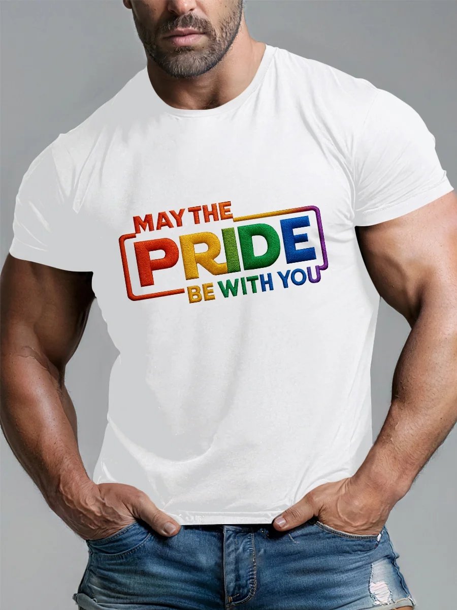 Men's Casual Rainbow Print T-Shirt