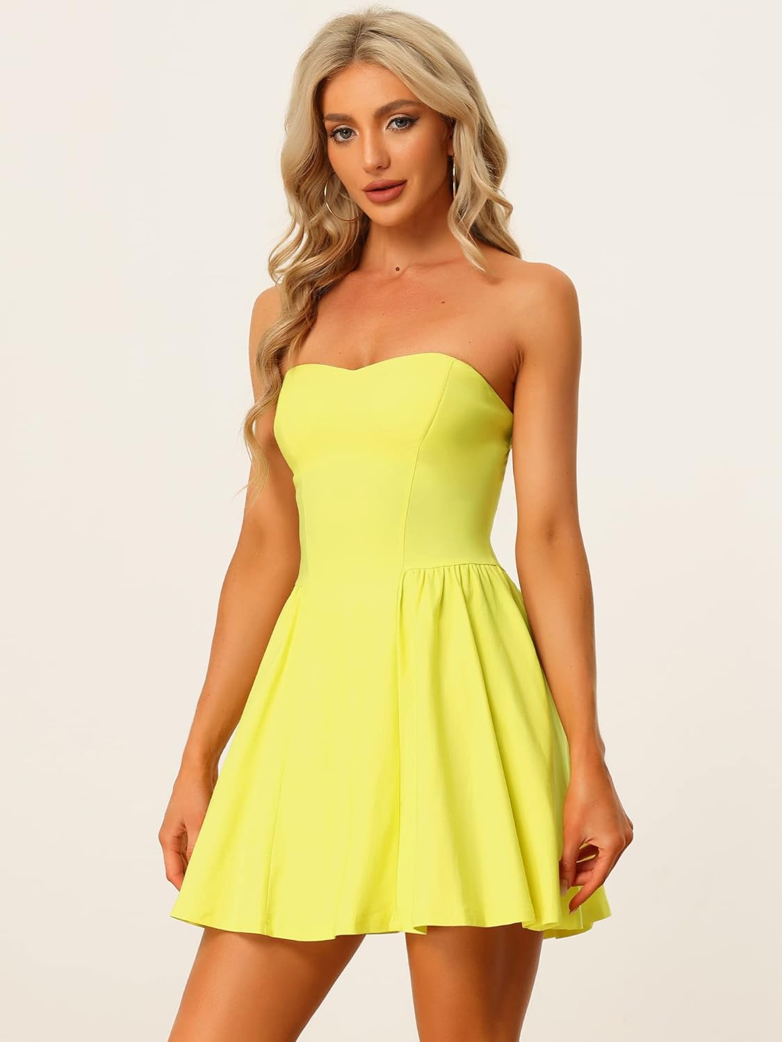 Allegra K Women's Sexy Strapless Party Dress Sweetheart Neck Off Shoulder Sleeveless Mini Dress