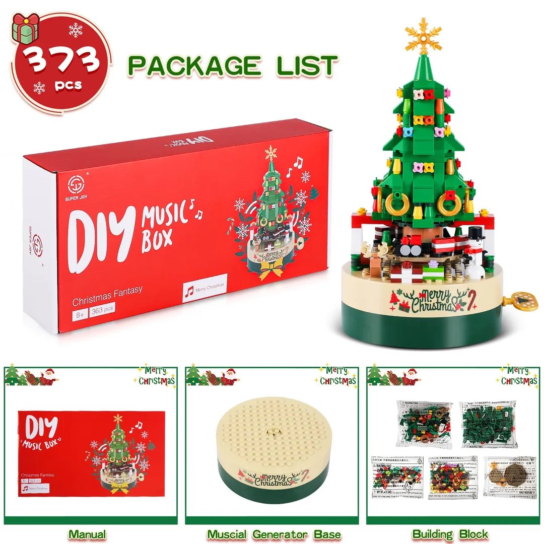 🎄Christmas Sale 49% Off- Christmas tree music box built with 361 building blocks🔥free shipping