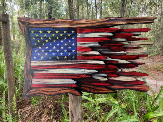 🔥Handmade Honor US Flag With Cypress Trim