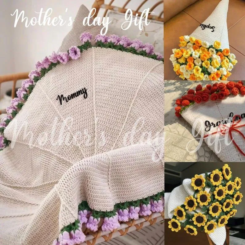 🎁TikTok Last Day Sale - 70% OFF🔥Hand-Knitted Rose Blanket DIY Kit & Ready-Made Gift for Mother's Day Valentine's Day