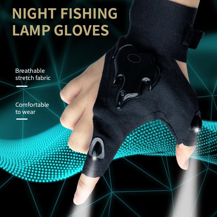 🔥🔥Wasserdichte Handschuhe mit LED-Taschenlampe - Praktische, langlebige, fingerlose Handschuhe