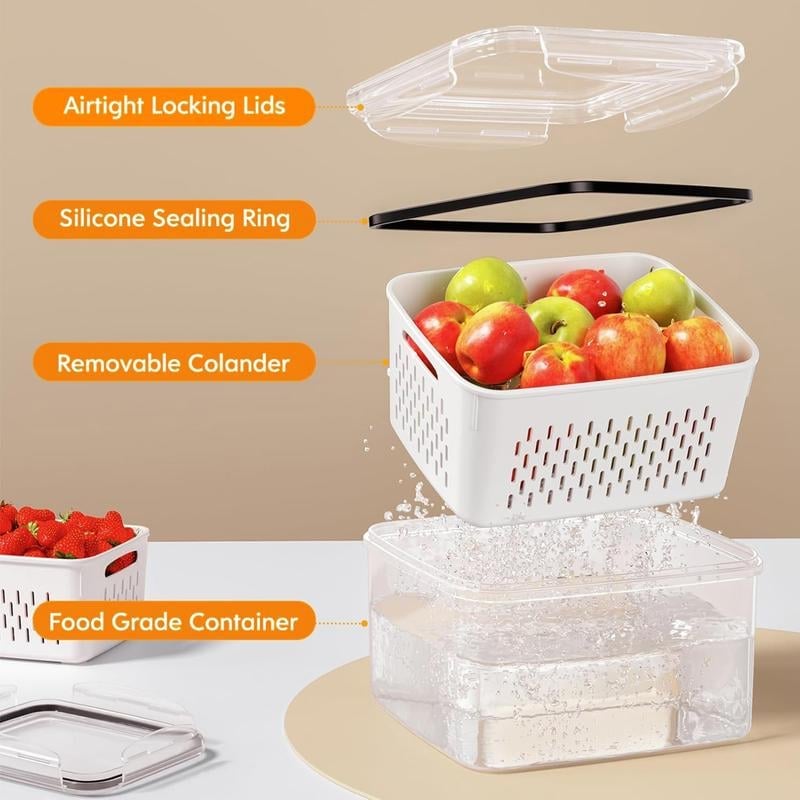 💖Mother's Day Sale 49% OFF🔥Household transparent plastic food storage box-Including drain basket💧