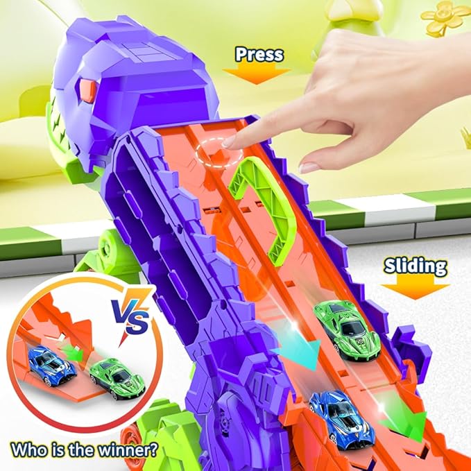 🚗 FREE SHIPPING🚗Transform Dinosaur Transport Devouring Truck With Foldable Sliding Track