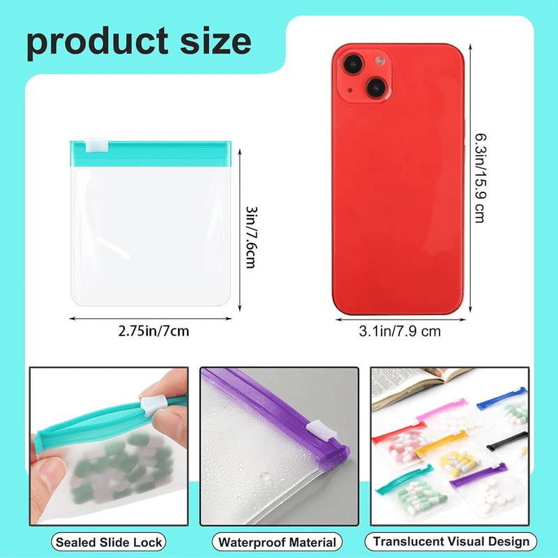 ⏰LAST DAY SALE 50% OFF💥7 Pack Moisture-Proof Clear Pill Zipper Bags with Slide Lock