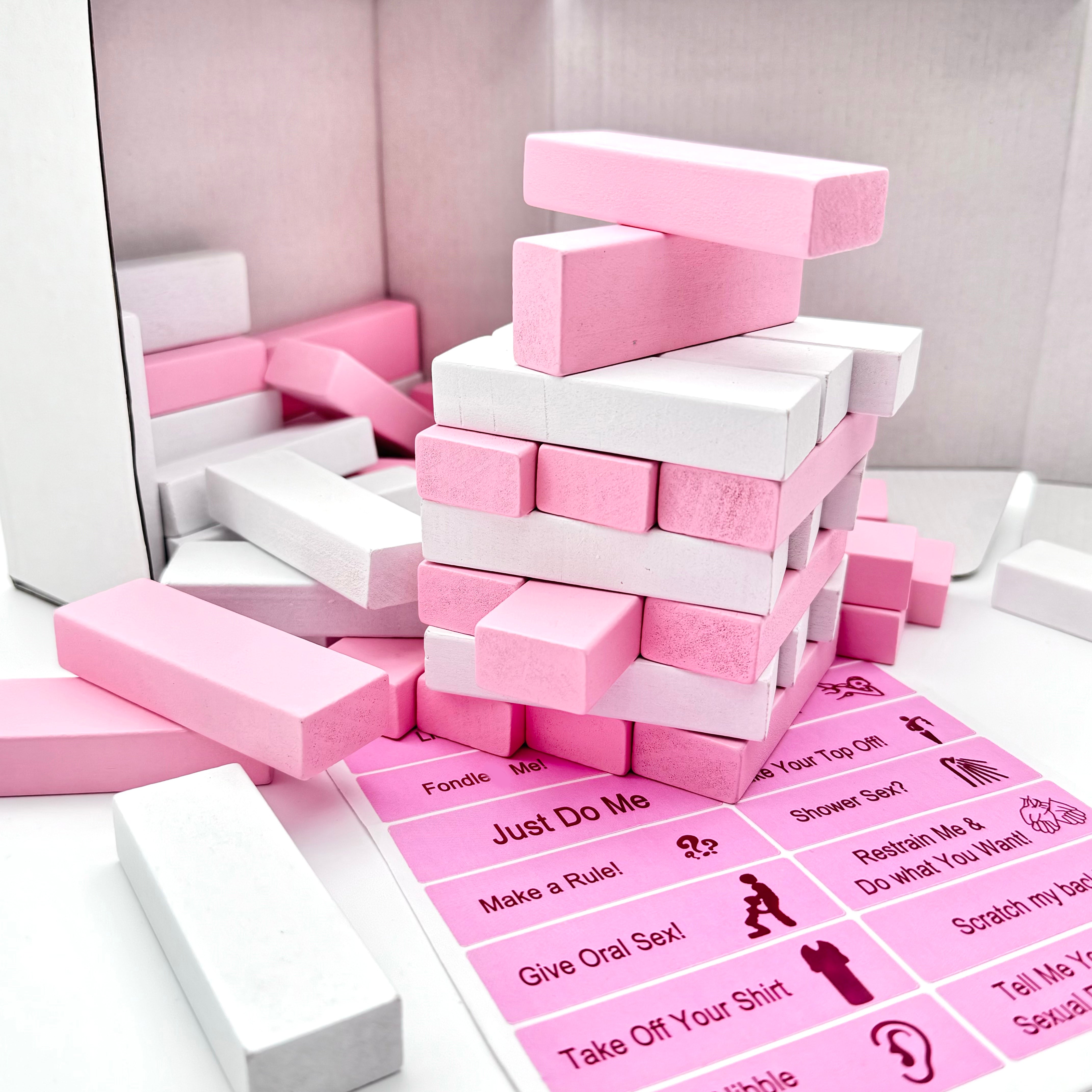 Adult Jenga - LoveTower (pink&white)