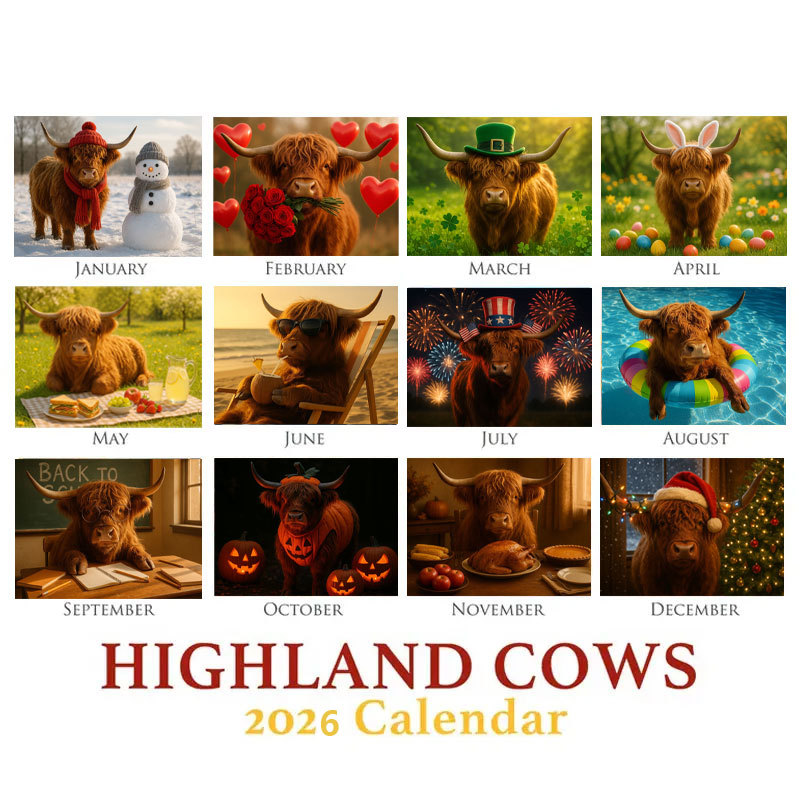 🎁2026 Highland Cow Wall Calendar🐮