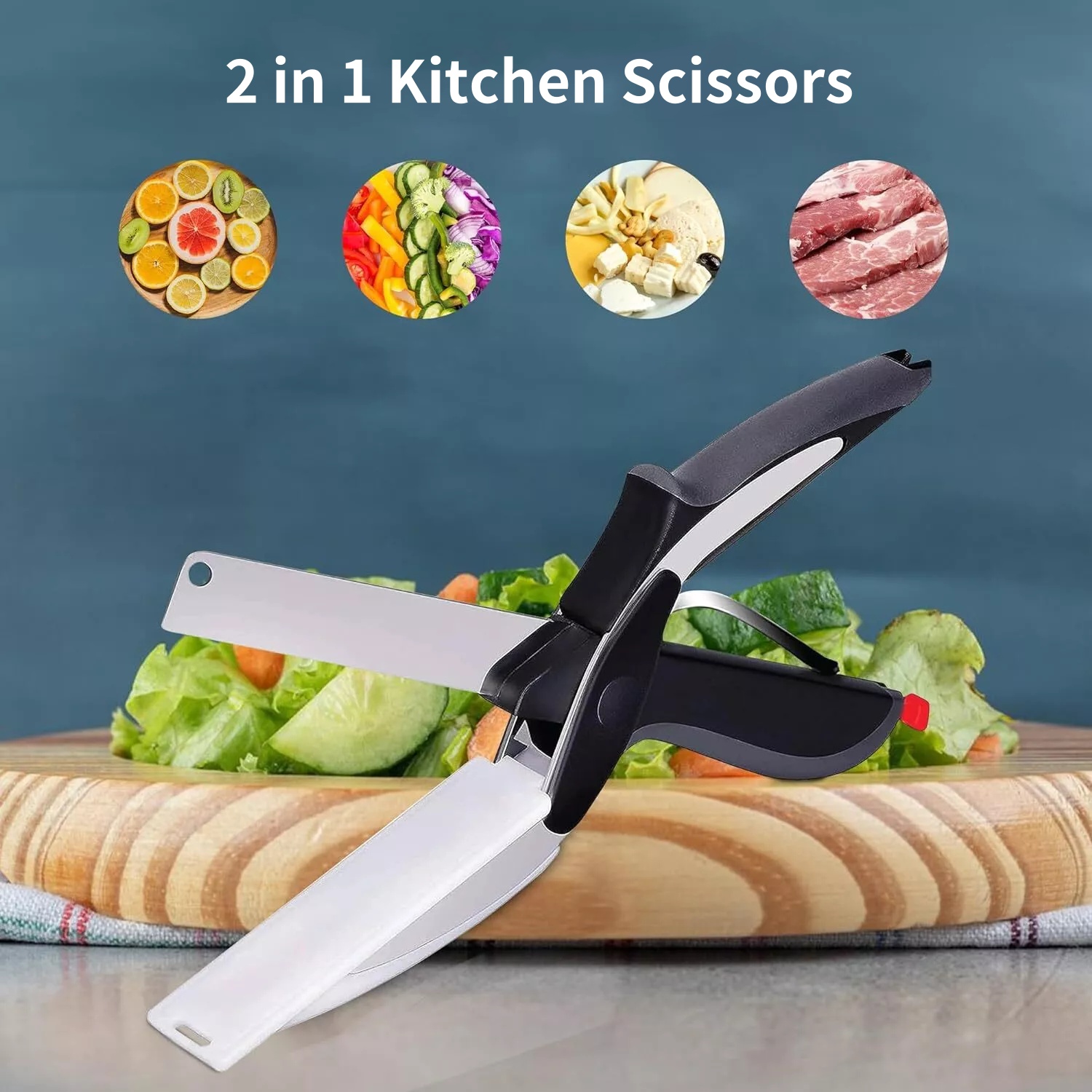 (🎄Christmas Hot Sale - 49% OFF)✨️2 in 1 Kitchen Scissors & Cutting Board