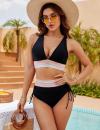 🔥Heißer Verkauf - 49% Rabatt 🏖️ Bikini-Sets mit hoher Taille und Bauchkontrolle im Farbblockdesign