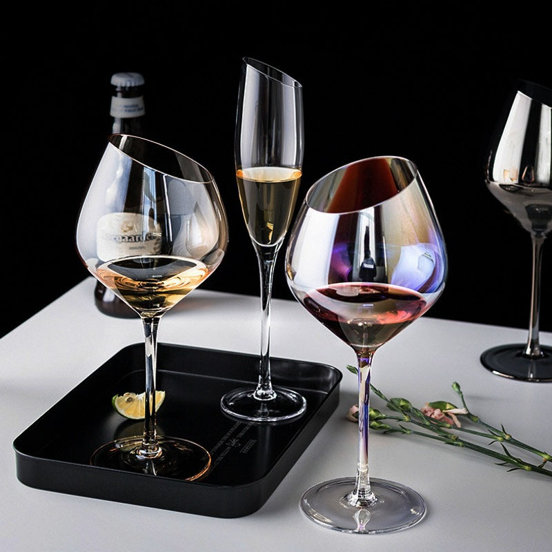 Rainbow Slanted Wine Glasses
