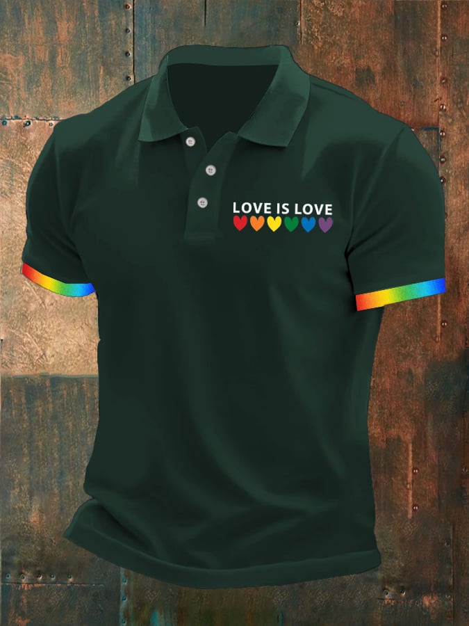 Men's Love is Love Print Polo Shirt