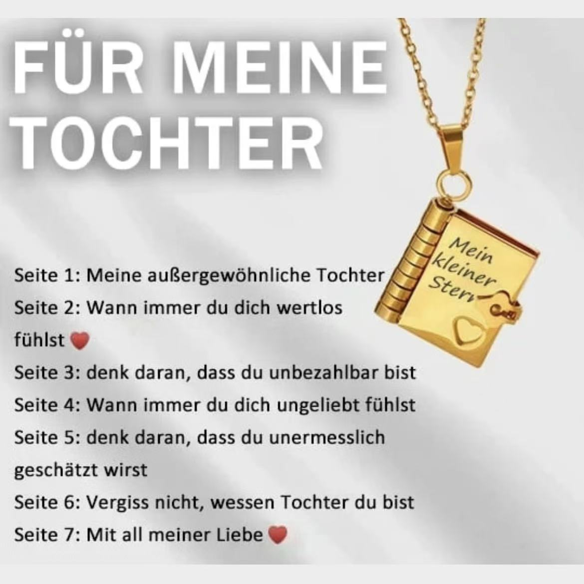 🎁💗Meine kleine Stern-Buch-Kette für Tochter & Sohn, Geburtstagsgeschenk, Abschluss-Schmuck der Liebe