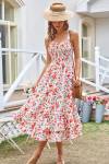 GRACE KARIN Women's 2024 Summer Floral Boho Dress Square Neck Strapped Swing A Line Beach Long Maxi Dress