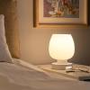 Touch Bedside Table Lamp - Modern Small Lamp for Bedroom Living Room Nightstand, Desk lamp with White Opal Glass Lamp Shade, Warm LED Bulb, 3 Way Dimmable, Simple Design Mother's Day Gifts