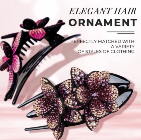 (EASTER SALE - SAVE 50% OFF)Rhinestone Double Flower Hair Clip