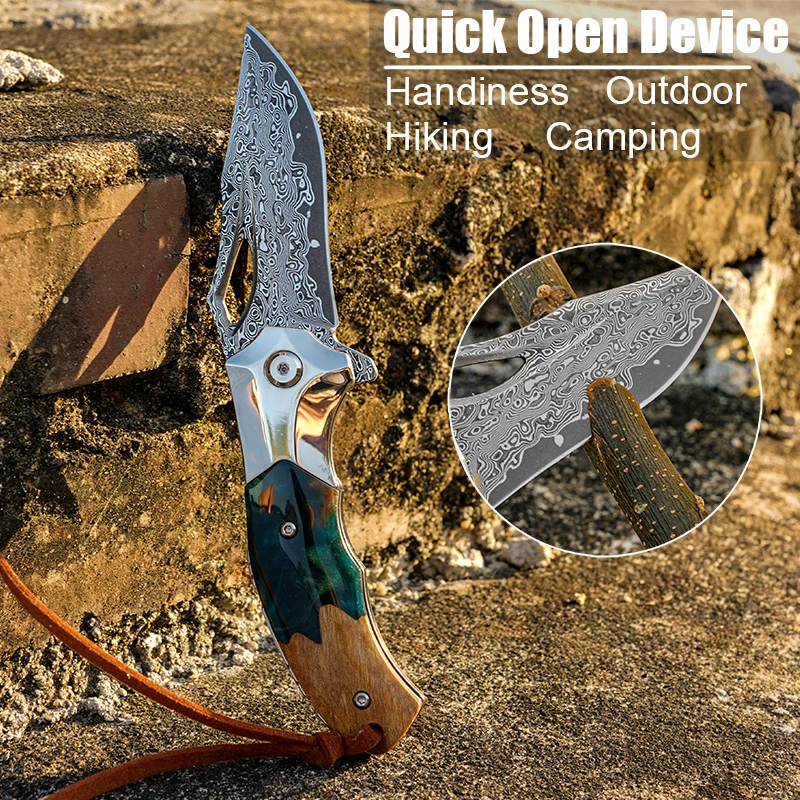 Handmade Damascus Steel Folding Knife | EDC Tactical Pocket Blade