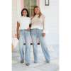 High Rise Vintage Wash Tummy Control Top Straight Leg Jeans(Buy 2 FREE SHIPPING & SAVE ＄9)