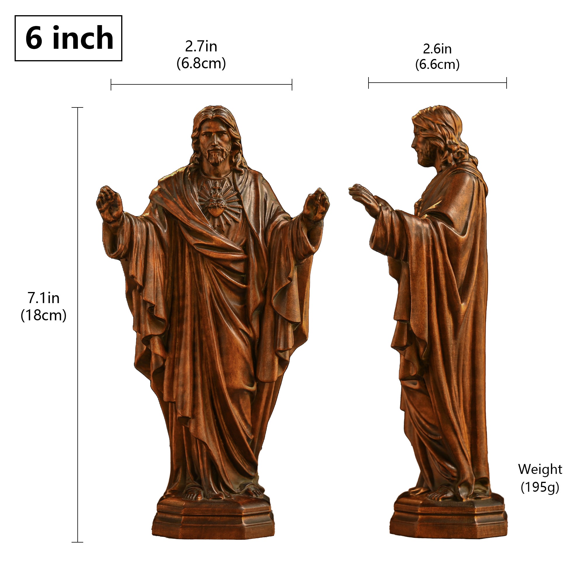 Hand Carved Sacred Heart of Jesus Virgin Mary Wooden Tabletop Ornament(𝐉𝐨𝐧 𝐇𝐚𝐦𝐛𝐥𝐢𝐧 𝐇𝐚𝐧𝐝𝐦𝐚𝐝𝐞®)