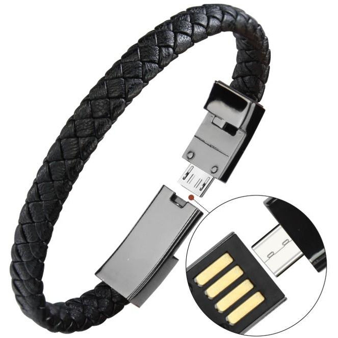 (🎄Christmas Big Sale -50% OFF)Portable Leather USB Bracelet Charging Cable