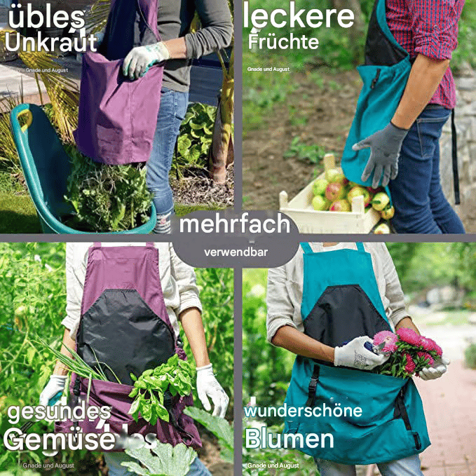 🌻Gartenschürze mit gekreuztem Rücken und tiefen Känguru-Taschen