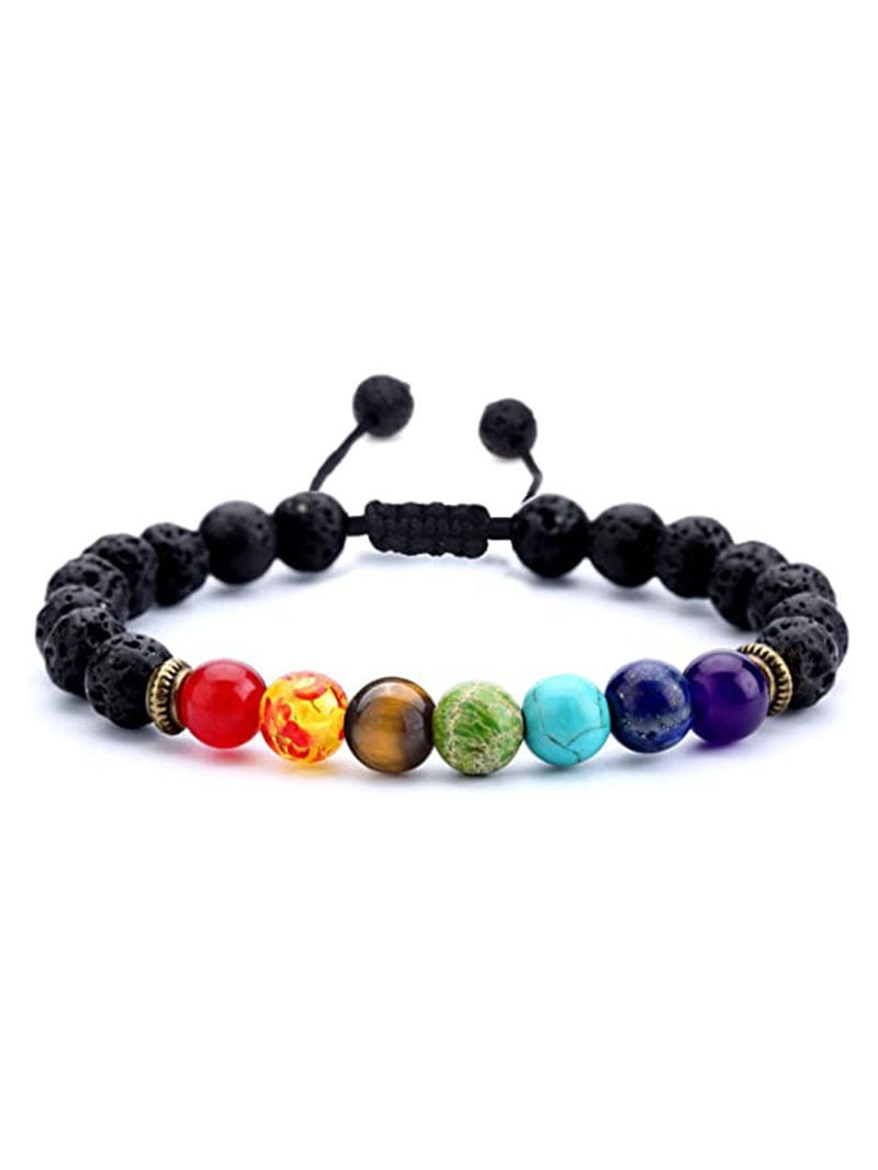 Rainbow Volcanic Stone Turquoise Tiger Eye Yoga Woven Bracelet