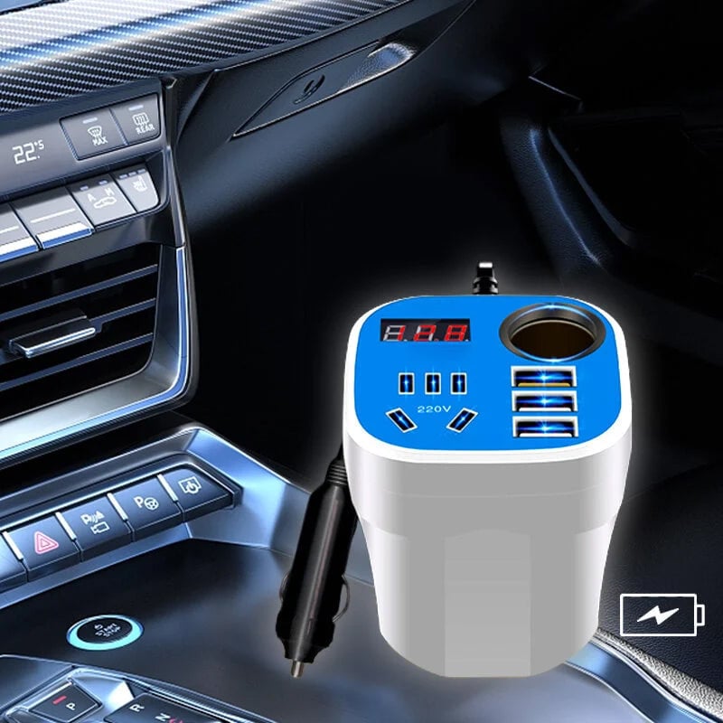 (🎅Early Xmas Offer 1000pcs 50% OFF)🔥 Car Mounted Cup Type Inverter Converter QC Charger