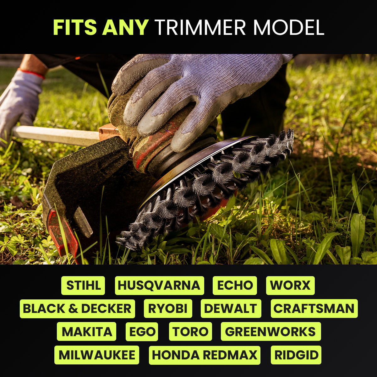 🔥 360° Wire Mowing Wheel – Tough on Weeds, Gentle on Your Lawn 🌱 | Fits Most Trimmers!