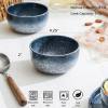 S&Q'S CERAMICS Cereal Bowls - 36 Ounce Ceramic Bowls, Japanese Noodle Bowl Set, Ceramic Bowls for Kitchen, Breakfast, Oatmeal, Microwave and Dishwasher Safe, [Set of 4], Dark Blue