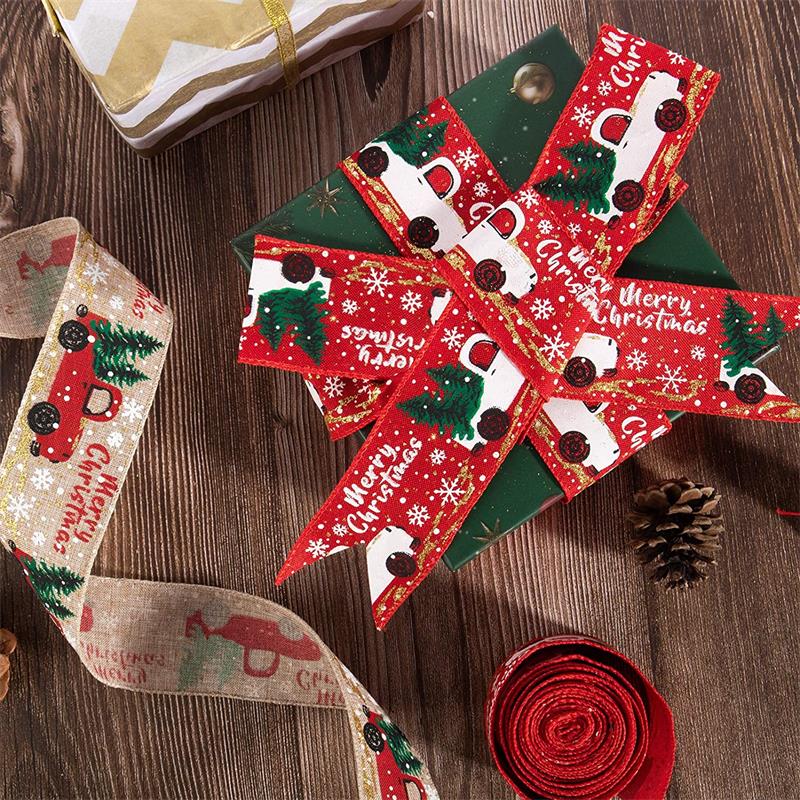 (🎄CHRISTMAS SALE NOW-49% OFF)Christmas Ribbon Printed Burlap Ribbons For Gift Wrapping🎉Buy 4 Get Free Shipping