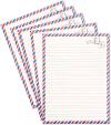 96 Pack Vintage-Style Airmail Stationery Set (48 Lined Paper Sheets with Matching Envelopes) for Letter Writing, Travel Map Design