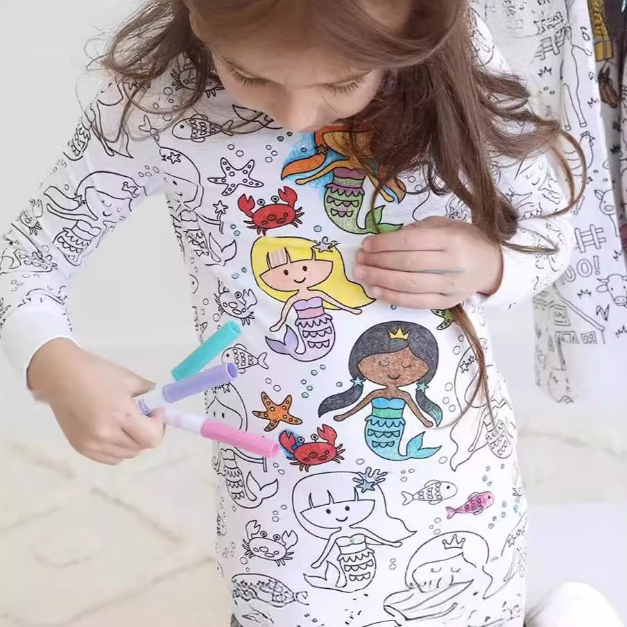 🎁TikTok Last Day Sale - 70% OFF🎨Kids colouring pajama sets with markers