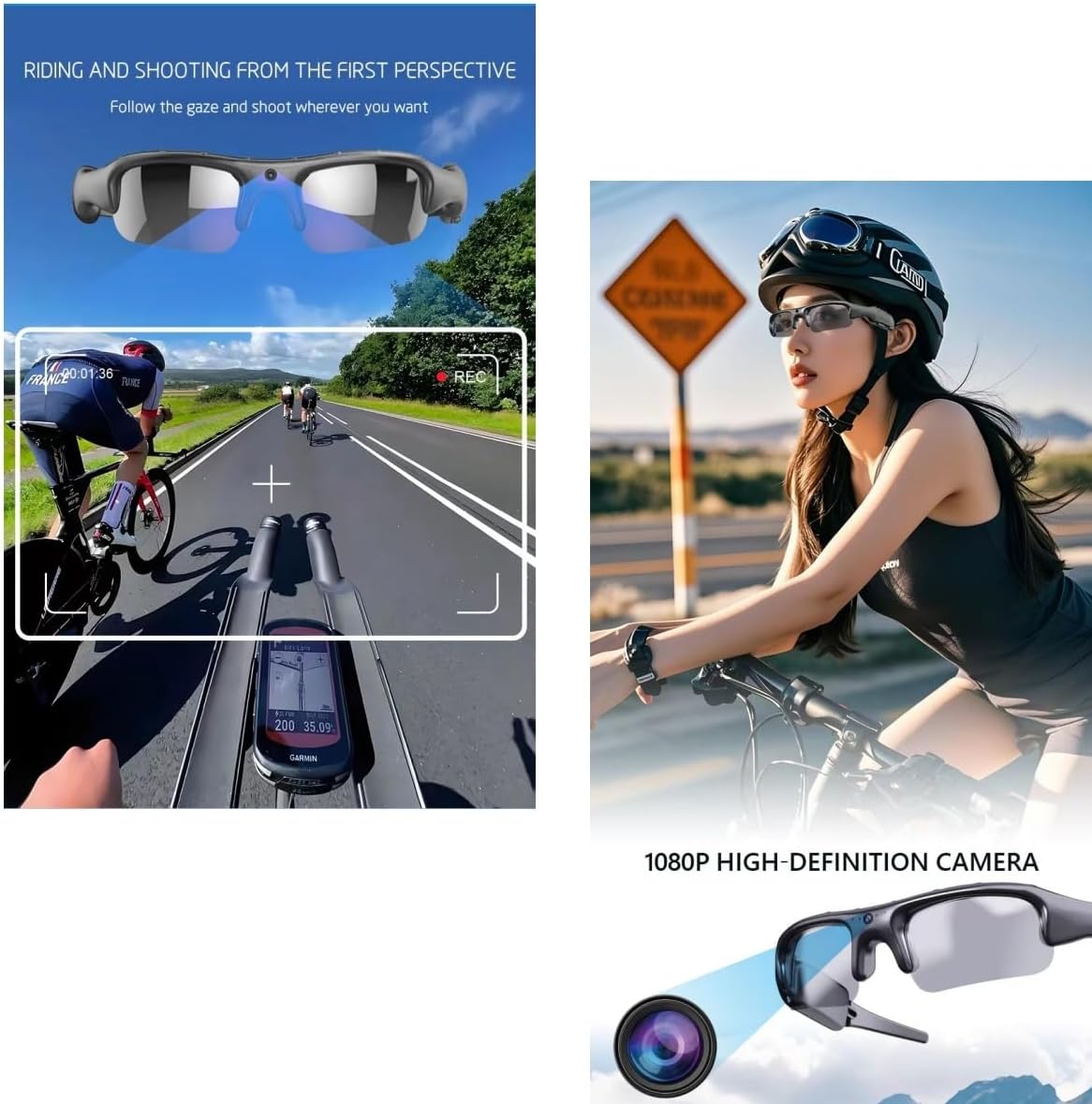 🏆Flash Sale⚡50K+ SOLD! Almost Gone💥Camera Glasses Smart HD 1080P WiFi Sports Glasses with Camera Video 32G