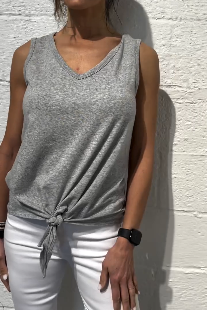Women's Casual Solid Color V-Neck Hem Knotted Vest