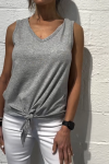 Women's Casual Solid Color V-Neck Hem Knotted Vest