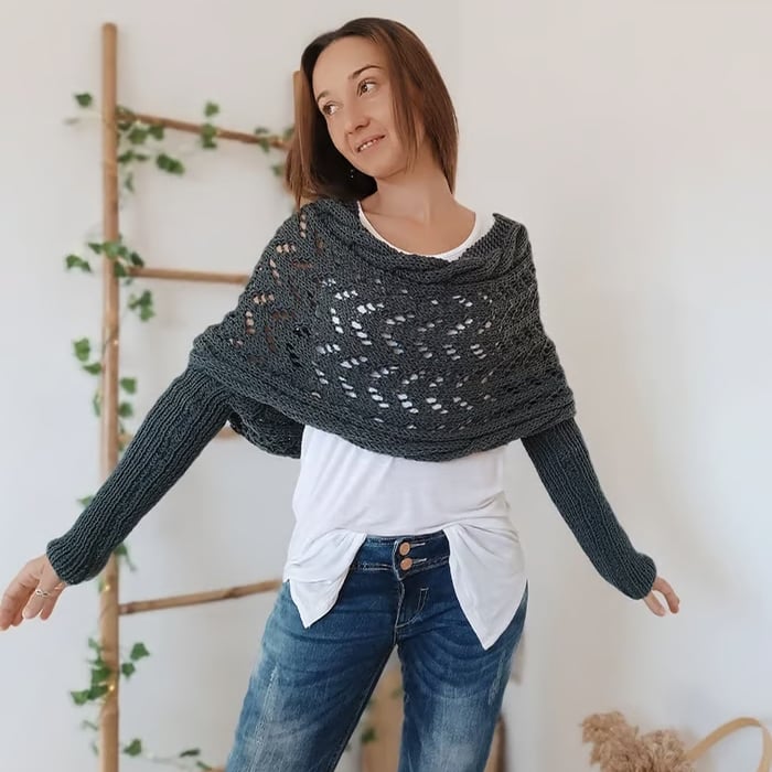 🎁Letzter Tag 49 % Rabatt🔥Gestrickter Zopfmuster-Umhang, Bolero für Damen