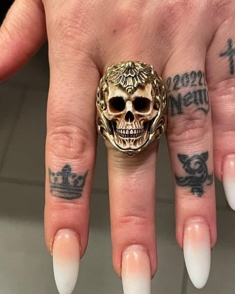 Vintage Polish Floral Armor Antler Skull Ring( BUY 2 FREE SHIPPING)